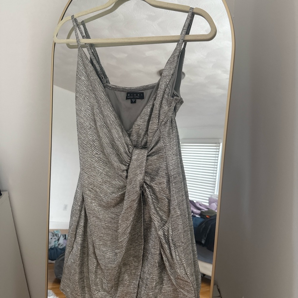 Trixxi Metallic Gray Mini Dress